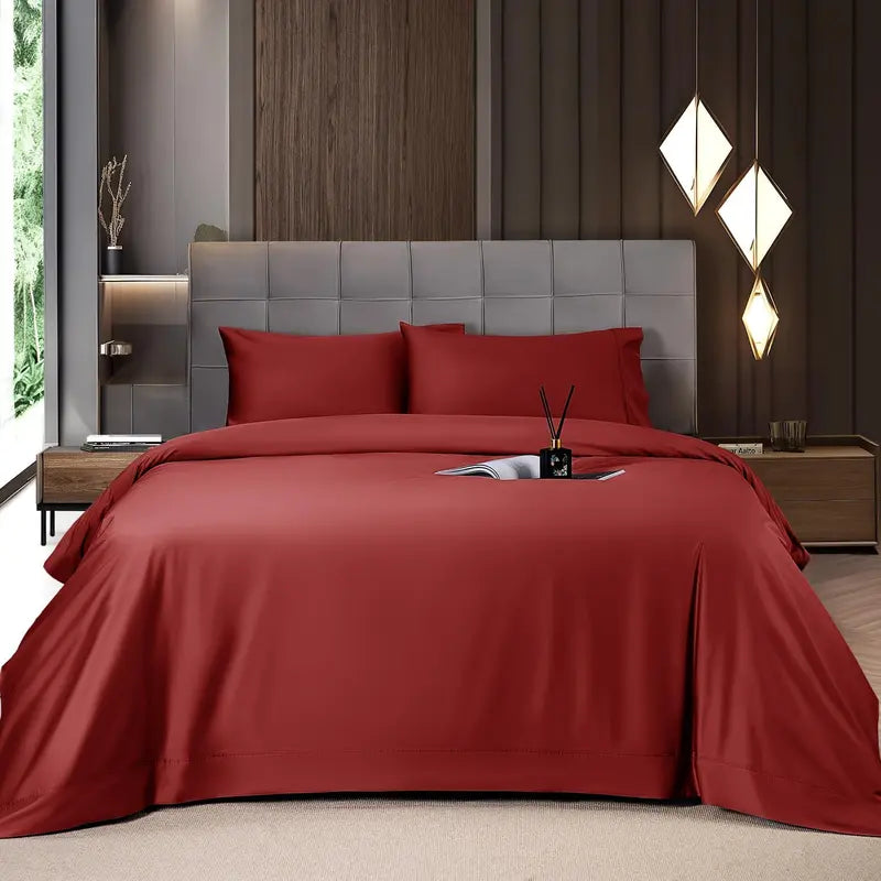 Shilucheng Bamboo Fiber Bed Sheet Set, 4/6 pieces, cool and breathable.