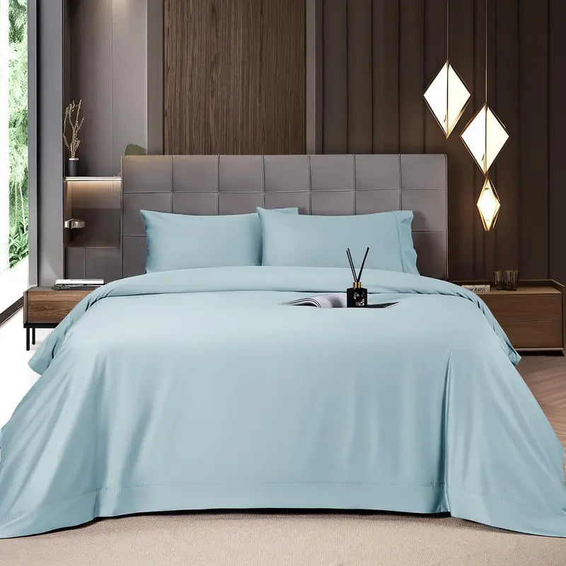 Shilucheng Bamboo Fiber Bed Sheet Set, 4/6 pieces, cool and breathable.