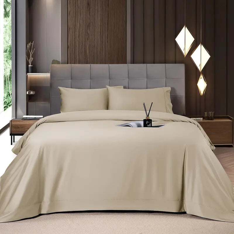 Shilucheng Bamboo Fiber Bed Sheet Set, 4/6 pieces, cool and breathable.