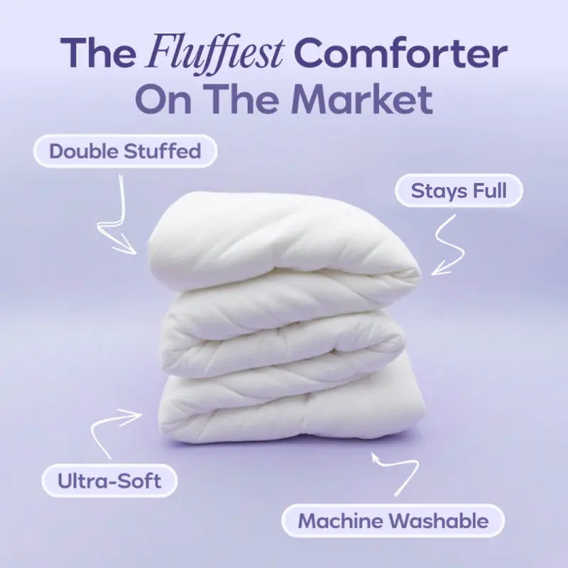 Down duvet - Double-layer filling, ultra-soft A-grade fabric, OEKO-TEX certified, machine washable.