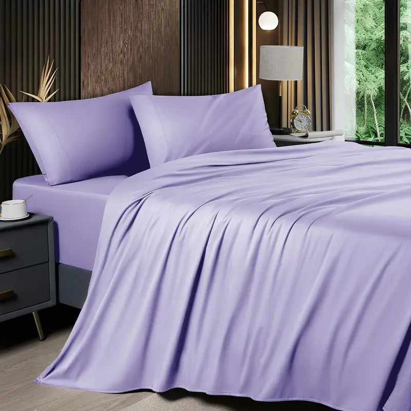 Shilucheng Bamboo Fiber Bed Sheet Set, 4/6 pieces, cool and breathable.