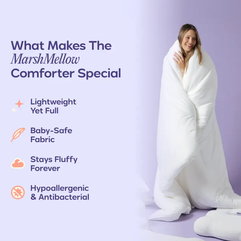 Down duvet - Double-layer filling, ultra-soft A-grade fabric, OEKO-TEX certified, machine washable.