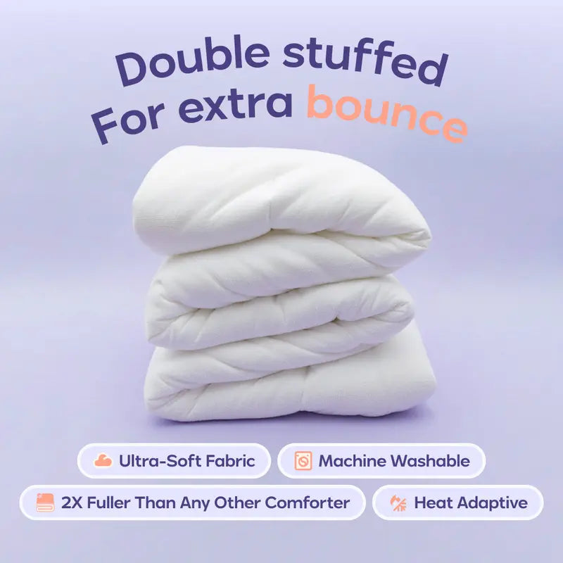 Down duvet - Double-layer filling, ultra-soft A-grade fabric, OEKO-TEX certified, machine washable.