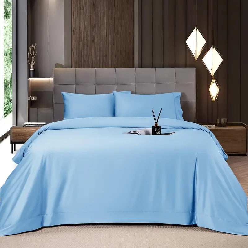 Shilucheng Bamboo Fiber Bed Sheet Set, 4/6 pieces, cool and breathable.